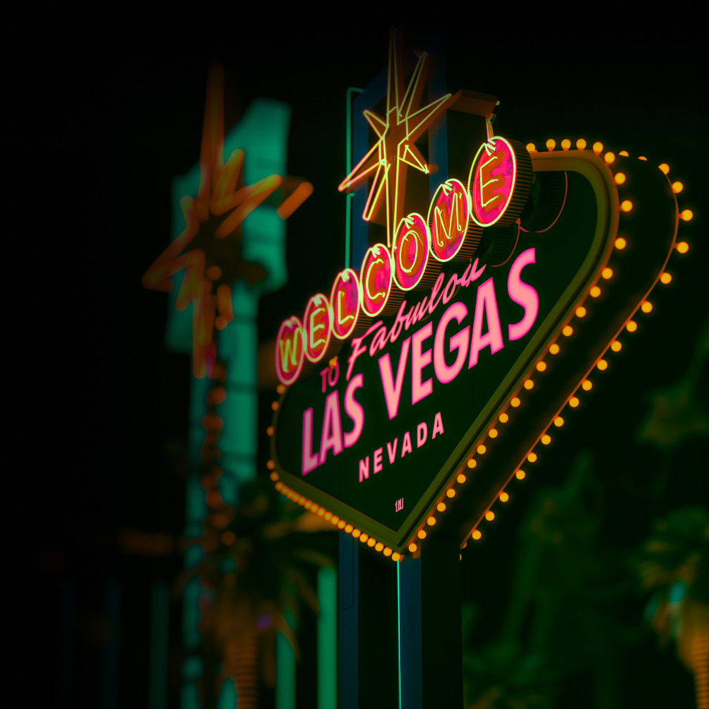 Welcome to Fabulous Las Vegas neon sign glowing at night