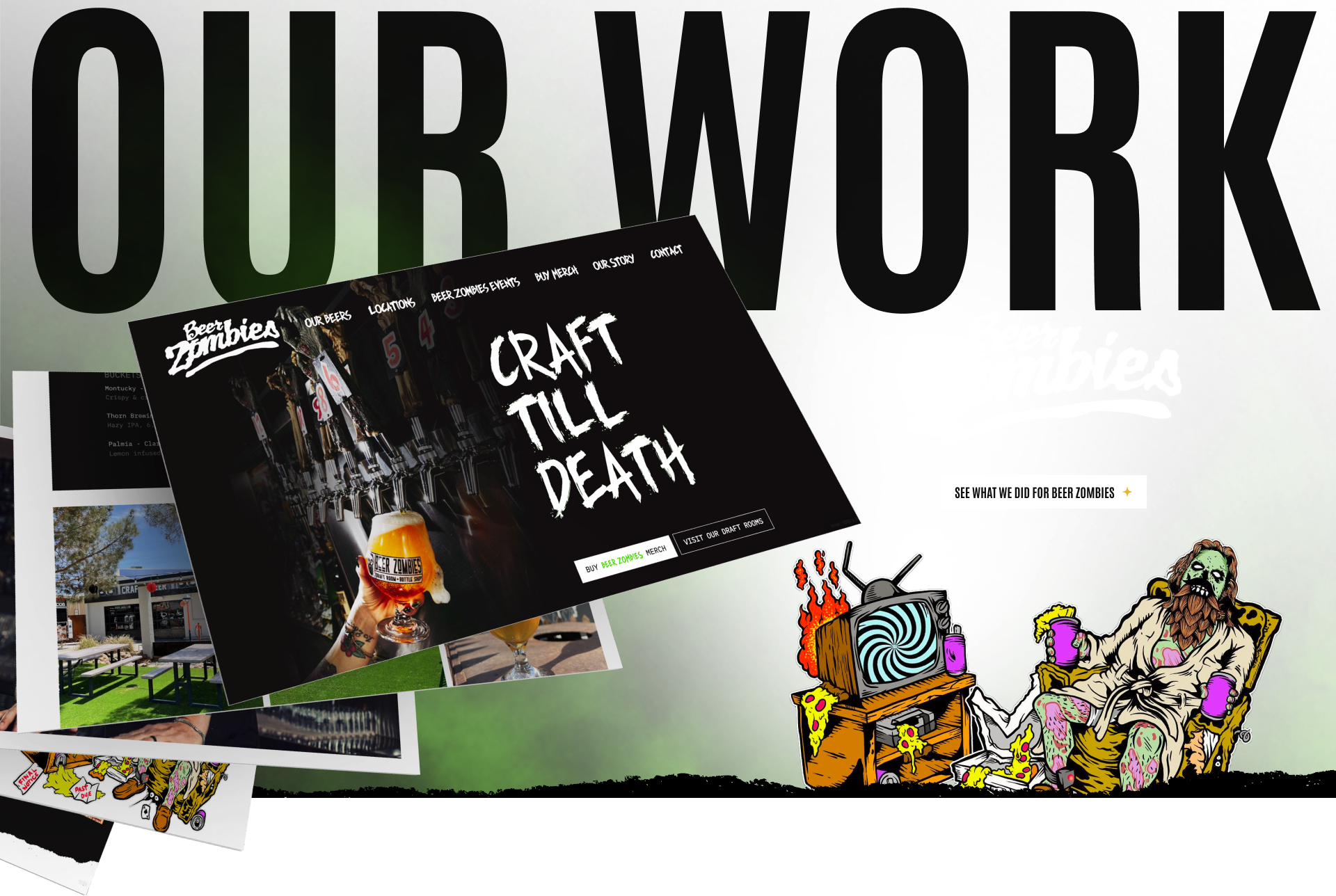 Our work: Beer Zombies Webflow site case study on Contra